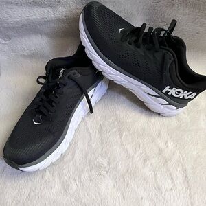 Hoka Black and White Cushioning Running Shoes